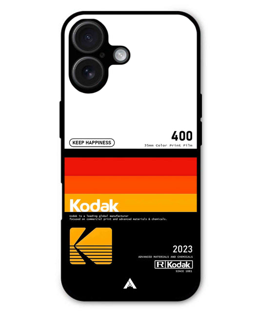 Kodak 400 Aesthetic Metal Back Cover Phone Case for iPhone 16 Plus