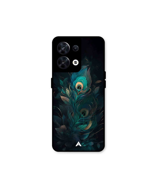 Krishna Mor Punkh Metal Back Cover Phone Case for Oppo Reno 8 