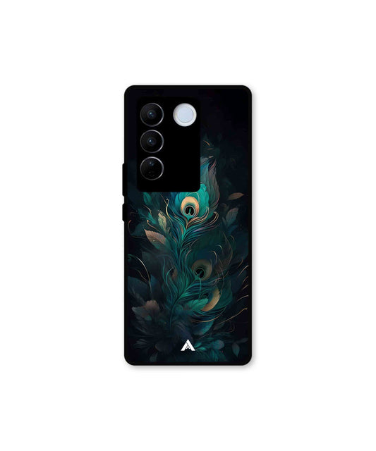 Krishna Mor Punkh Metal Back Cover Phone Case for Vivo v27 Pro 