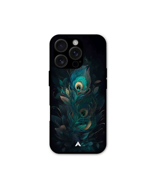 Krishna Mor Punkh Metal Back Cover Phone Case for iPhone 15 Pro 