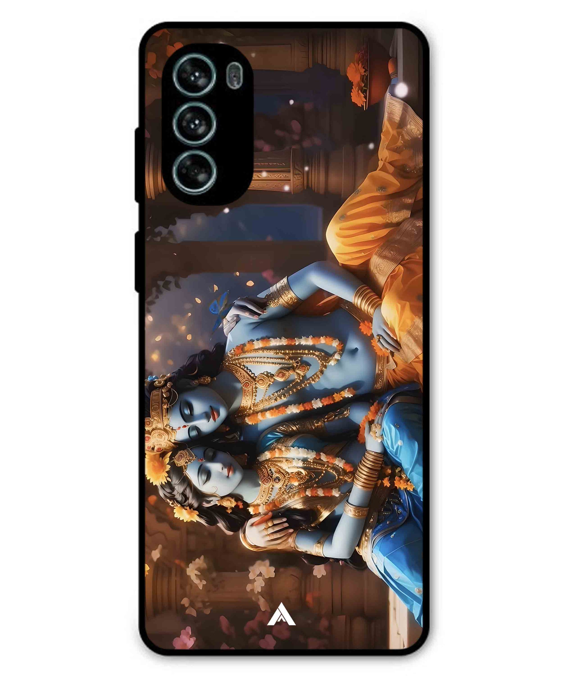 Krishna Radha Metal Back Cover Phone Case for Moto G62