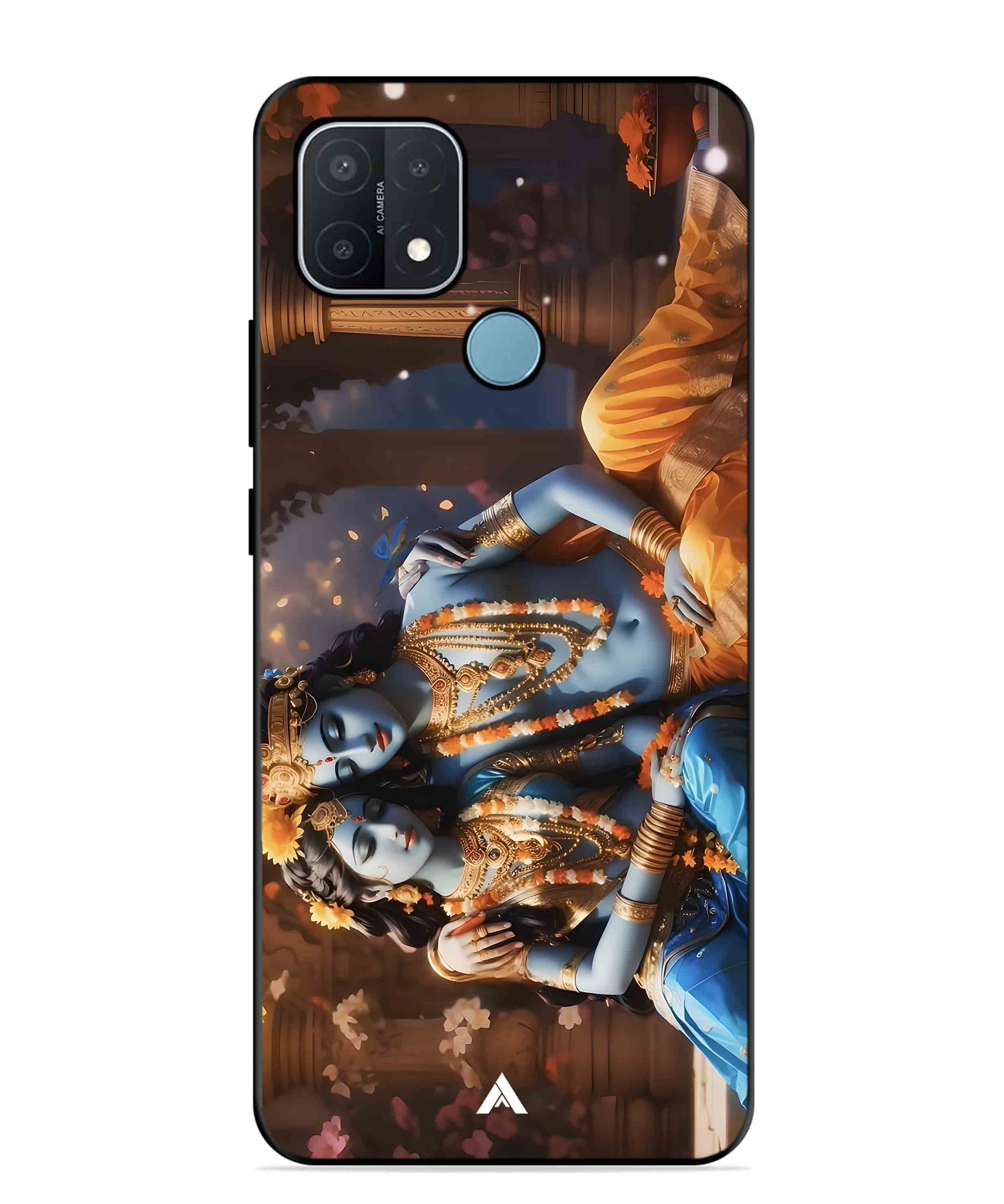 Krishna Radha Metal Back Cover Phone Case for OPPO A15