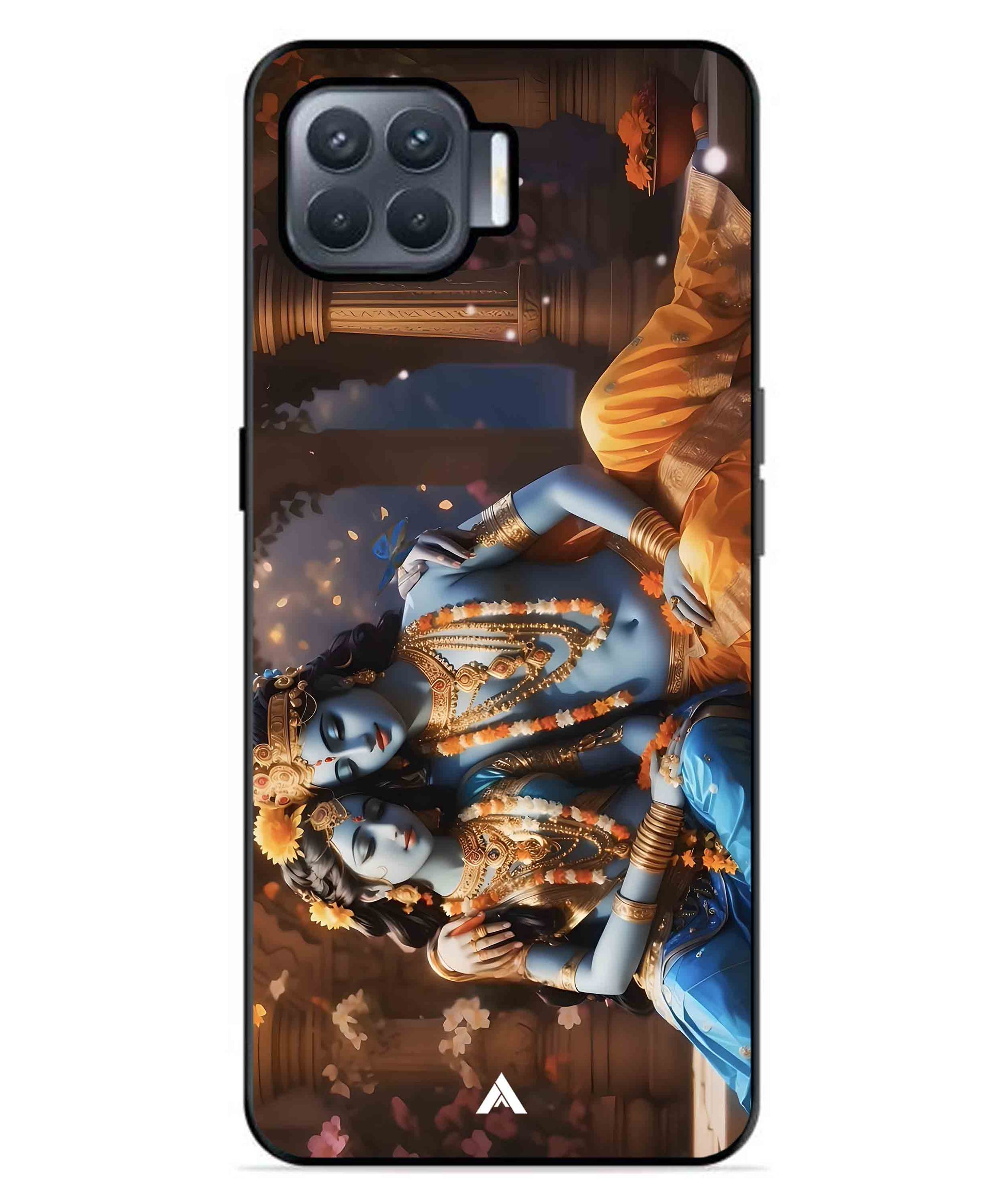 Krishna Radha Metal Back Cover Phone Case for Oppo F17 Pro