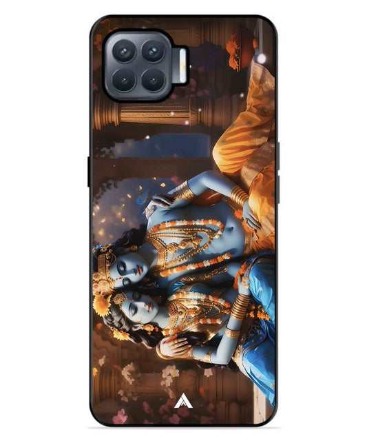 Krishna Radha Metal Back Cover Phone Case for Oppo F17 Pro