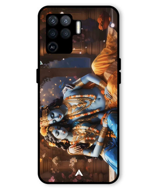 Krishna Radha Metal Back Cover Phone Case for Oppo F19 Pro