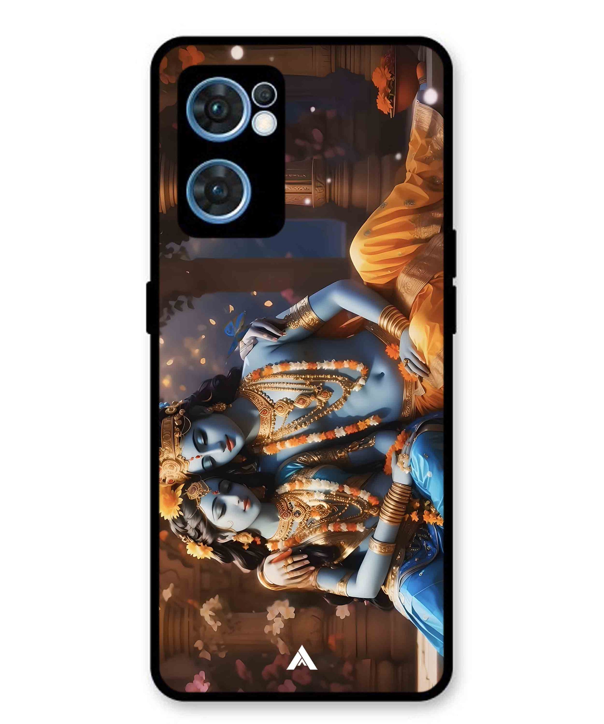 Krishna Radha Metal Back Cover Phone Case for Oppo F21 Pro 4G