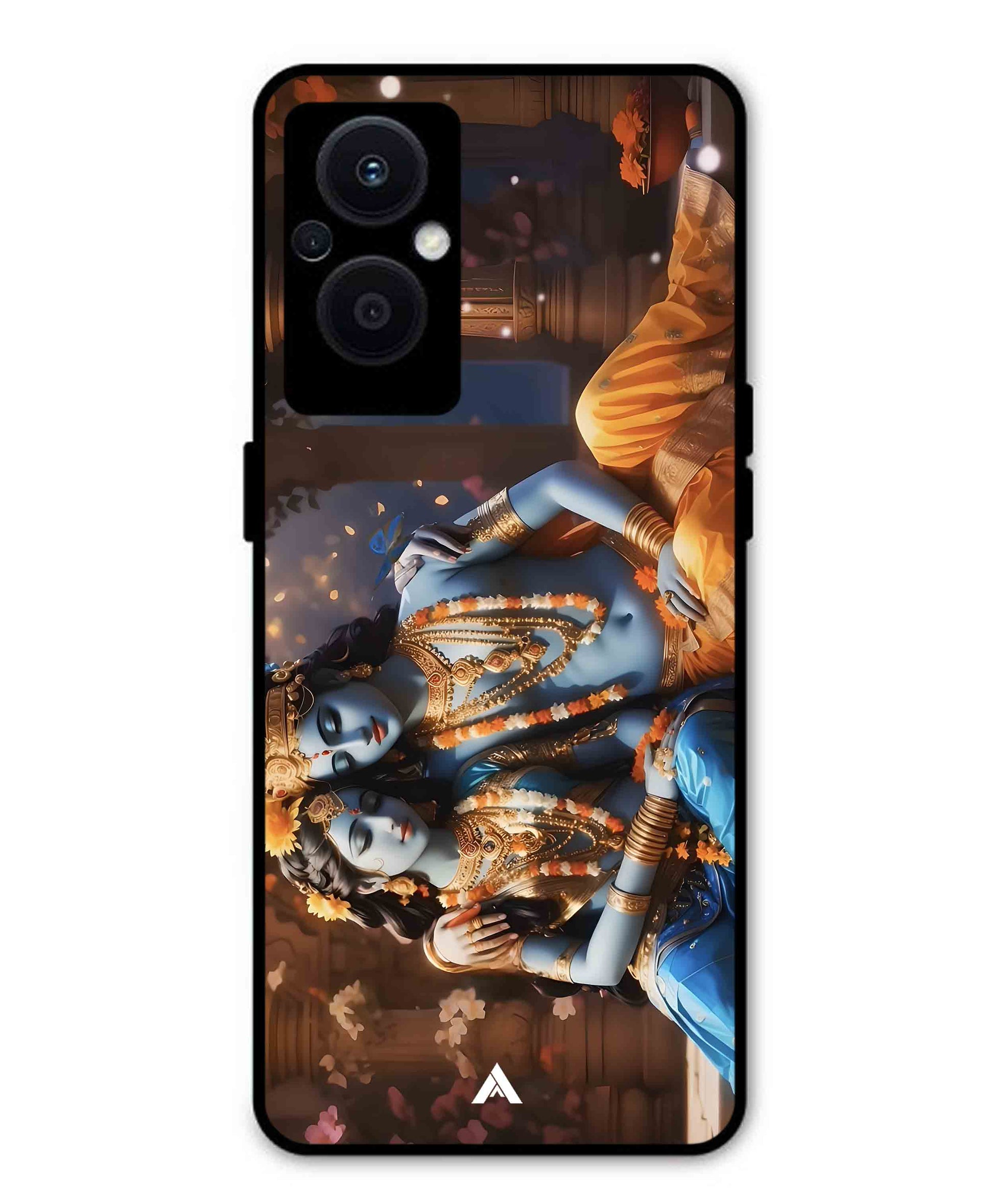 Krishna Radha Metal Back Cover Phone Case for Oppo F21 Pro 5G
