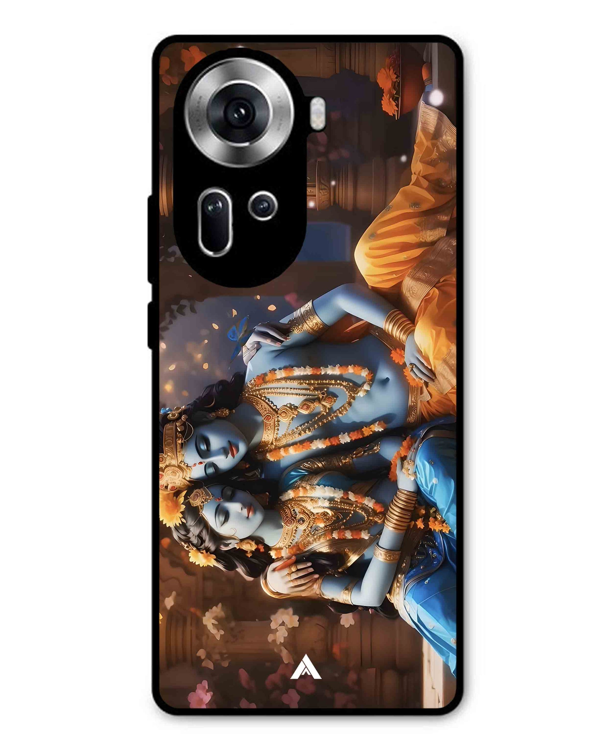 Krishna Radha Metal Back Cover Phone Case for Oppo Reno 11