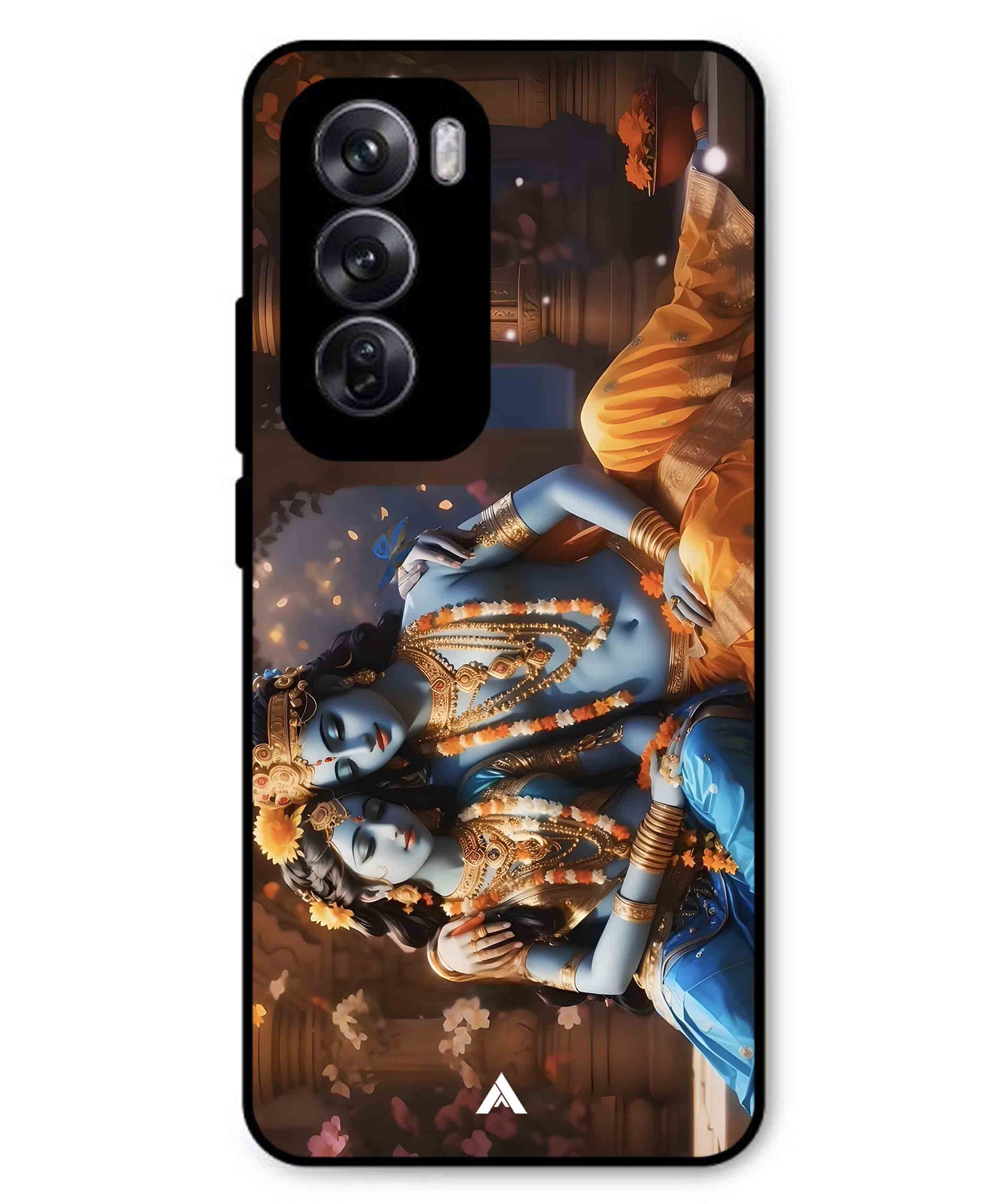 Krishna Radha Metal Back Cover Phone Case for Oppo Reno 12