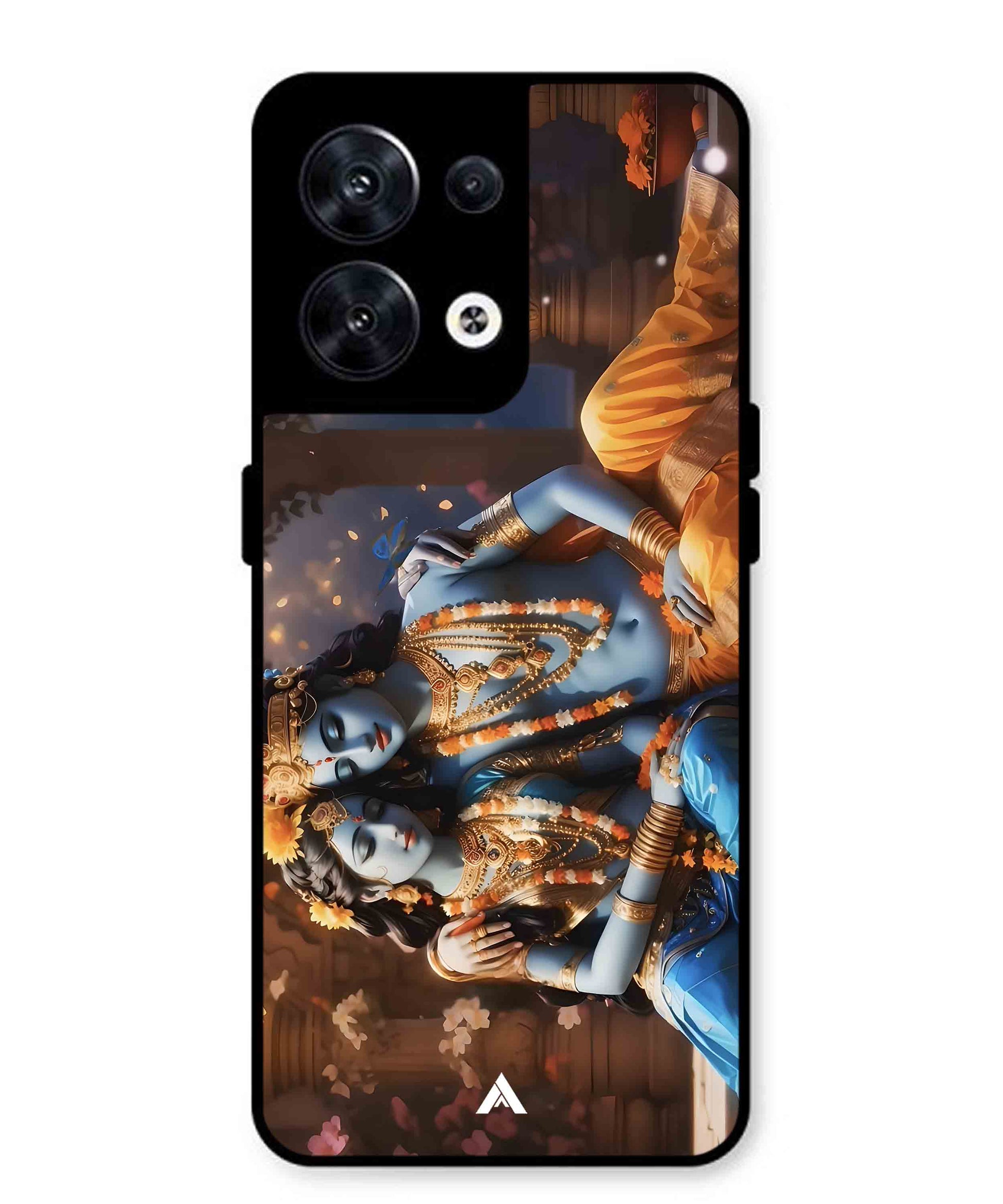 Krishna Radha Metal Back Cover Phone Case for Oppo Reno 8