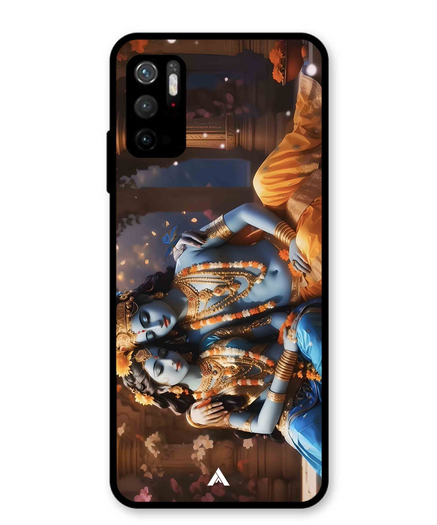 Krishna Radha Metal Back Cover Phone Case for Poco M3 Pro
