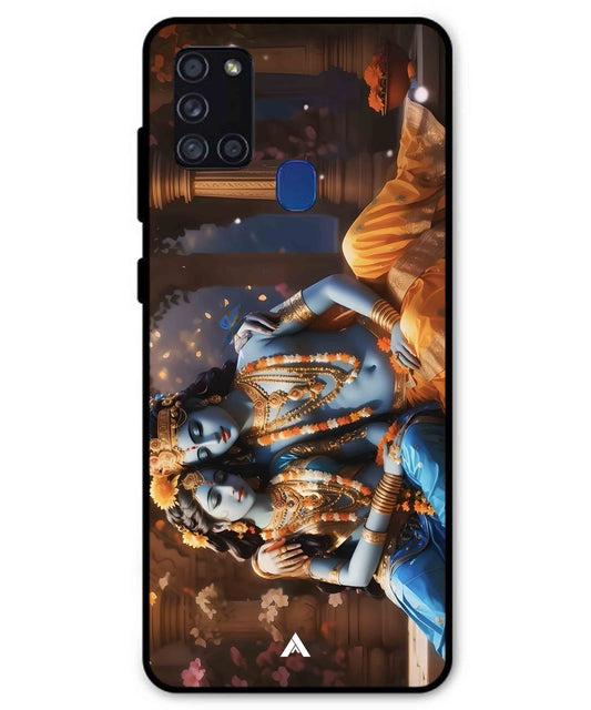 Krishna Radha Metal Back Cover Phone Case for Samsung Galaxy A21s