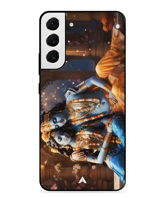 Krishna Radha Metal Back Cover Phone Case for Samsung Galaxy S22 Plus