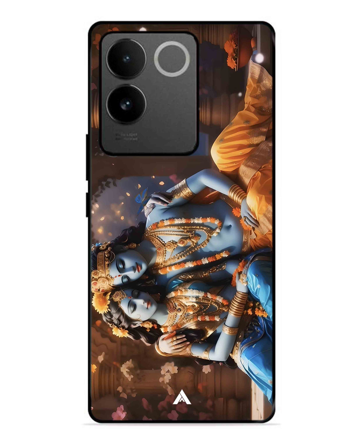 Krishna Radha Metal Back Cover Phone Case for Vivo T2 Pro