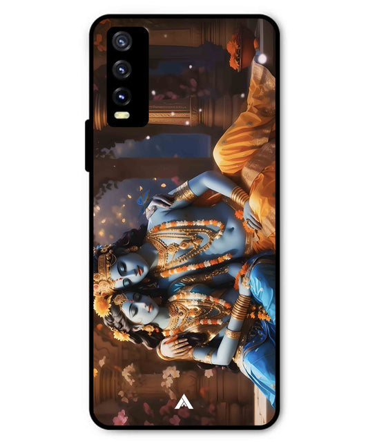 Krishna Radha Metal Back Cover Phone Case for Vivo Y20a