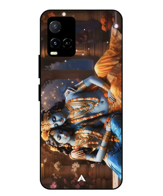 Krishna Radha Metal Back Cover Phone Case for Vivo Y33s