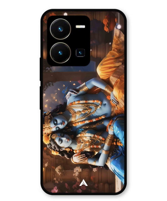 Krishna Radha Metal Back Cover Phone Case for Vivo Y35