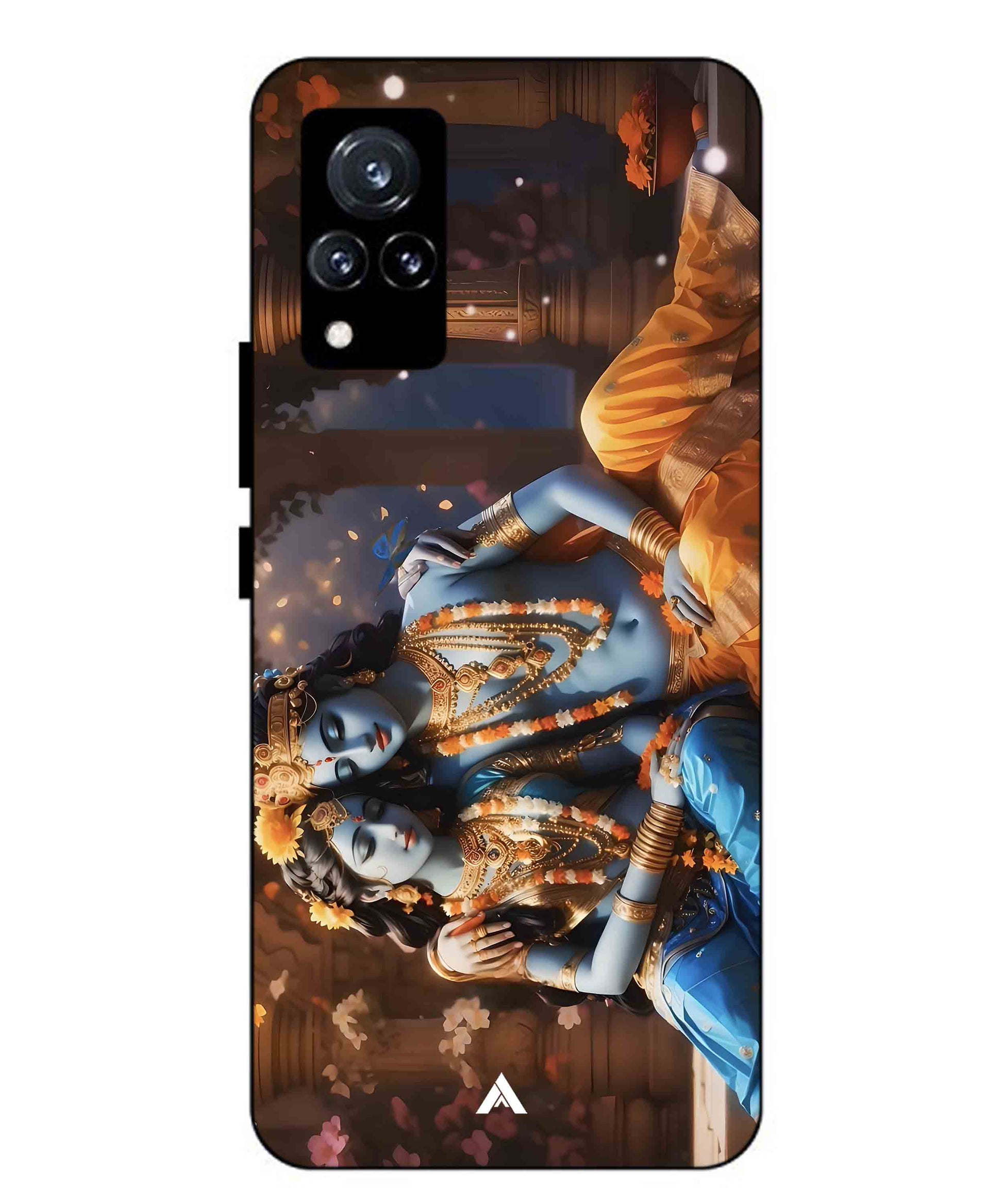 Krishna Radha Metal Back Cover Phone Case for Vivo v21