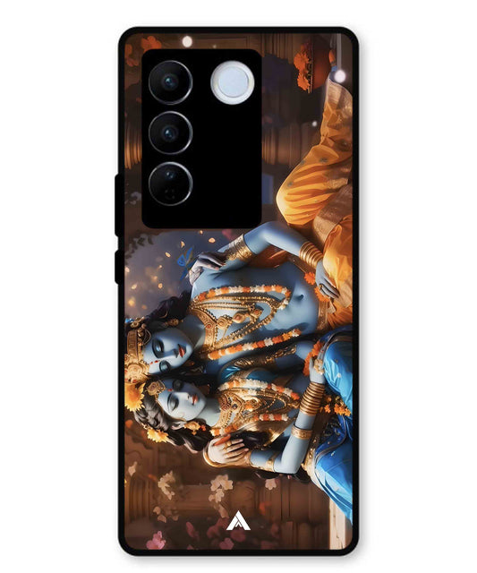 Krishna Radha Metal Back Cover Phone Case for Vivo v27 Pro