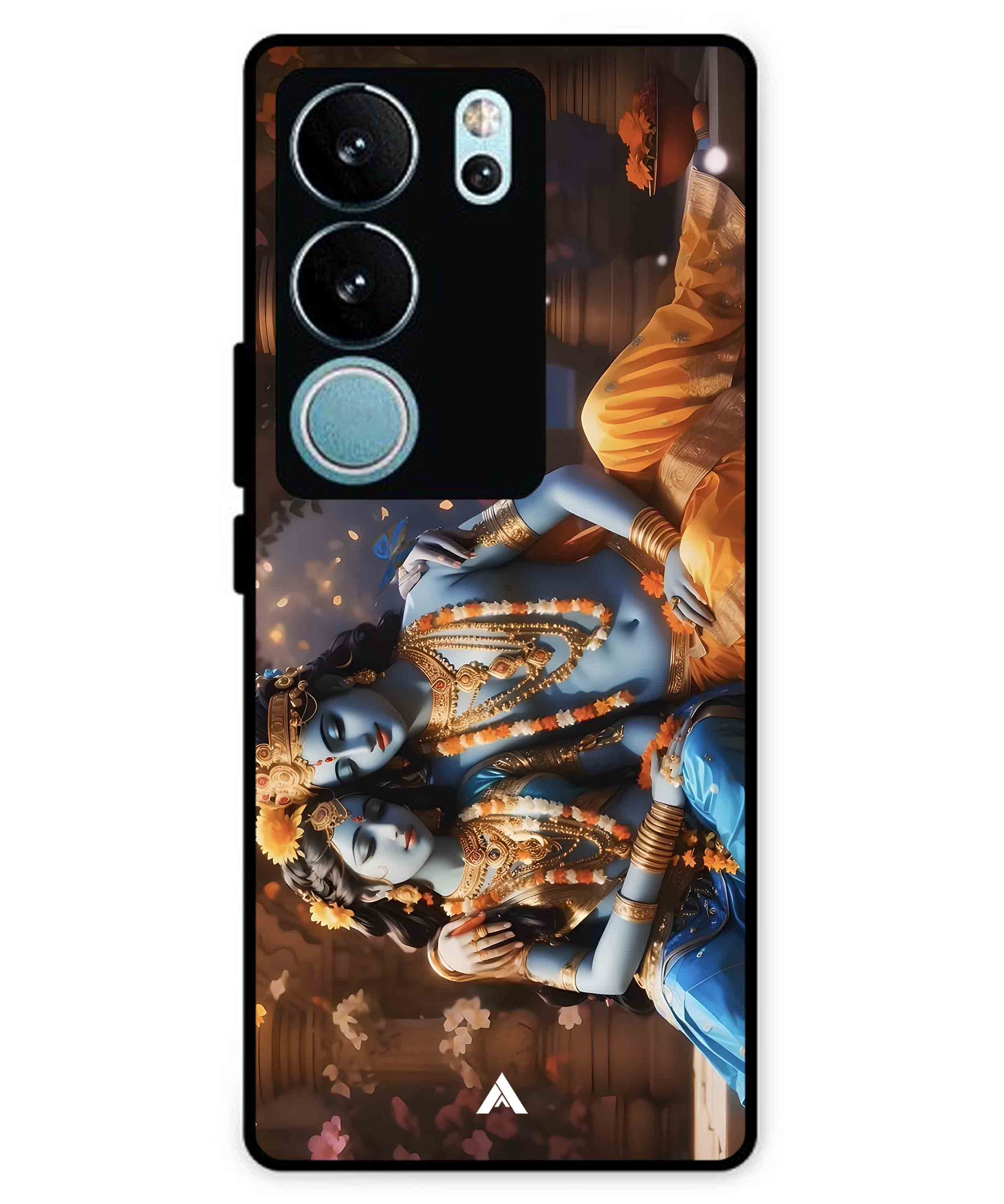 Krishna Radha Metal Back Cover Phone Case for Vivo v29
