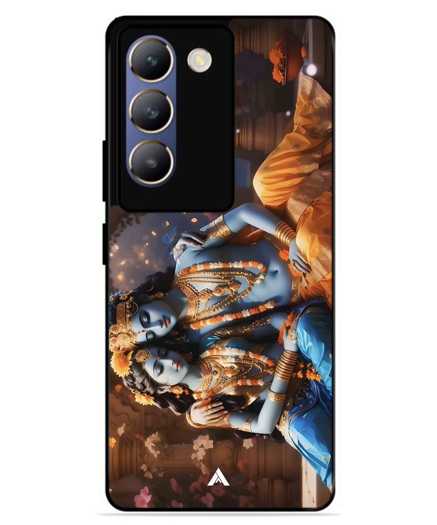 Krishna Radha Metal Back Cover Phone Case for Vivo v30 Lite
