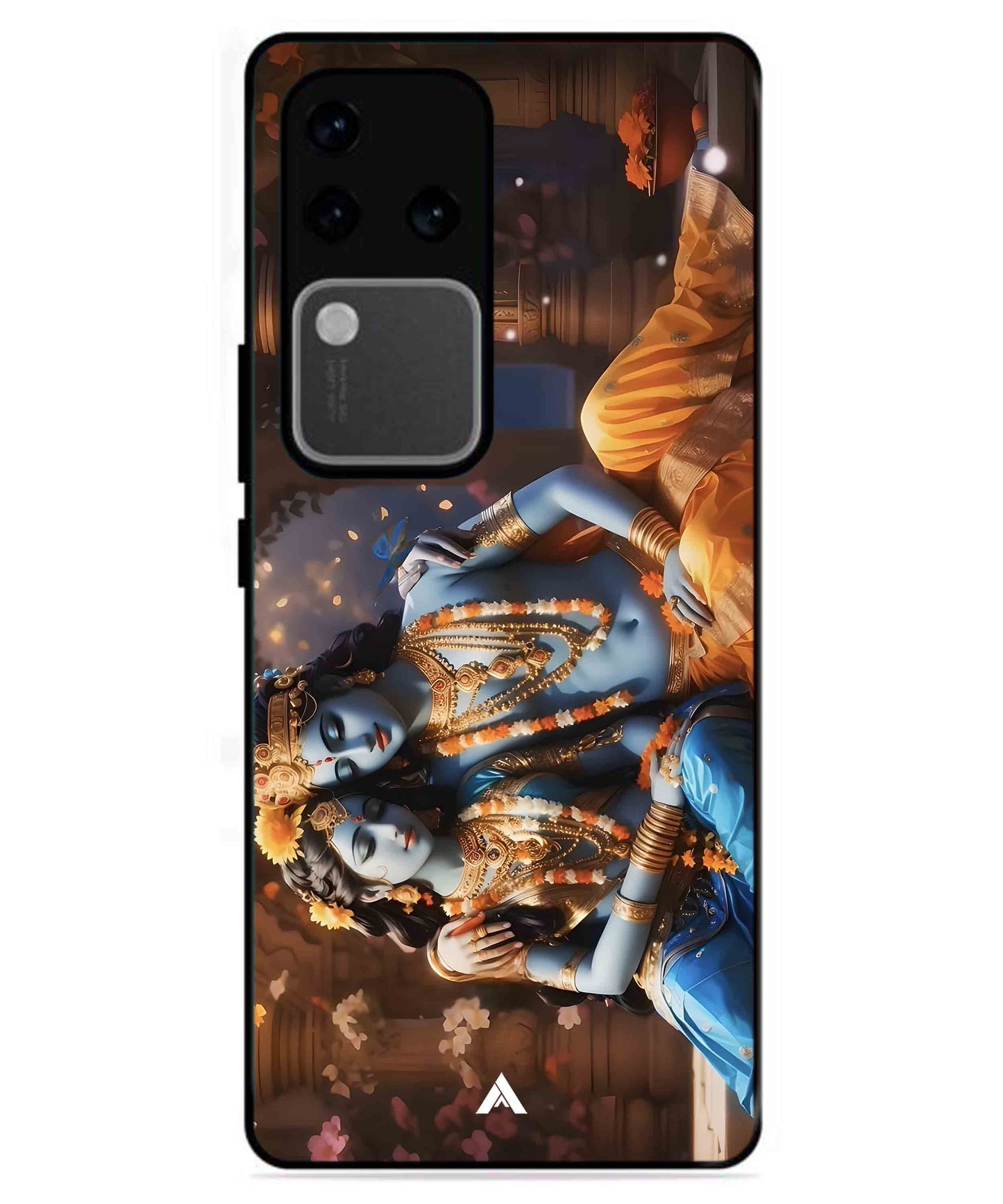 Krishna Radha Metal Back Cover Phone Case for Vivo v30 Pro