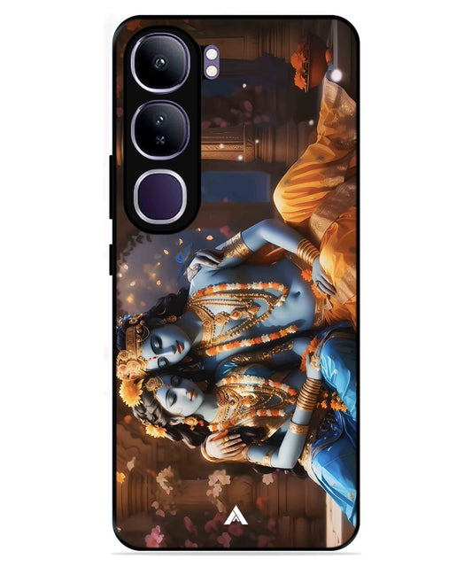 Krishna Radha Metal Back Cover Phone Case for Vivo v40 Lite
