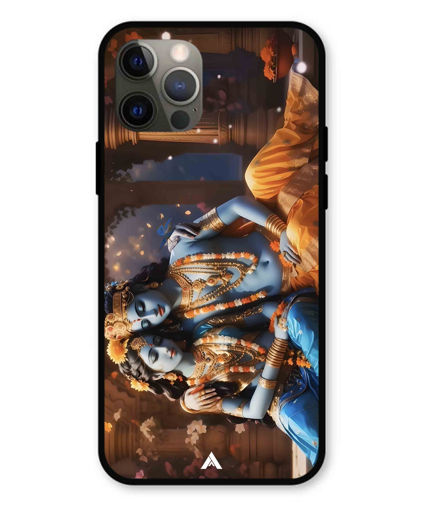 Krishna Radha Metal Back Cover Phone Case for iPhone 12 Pro