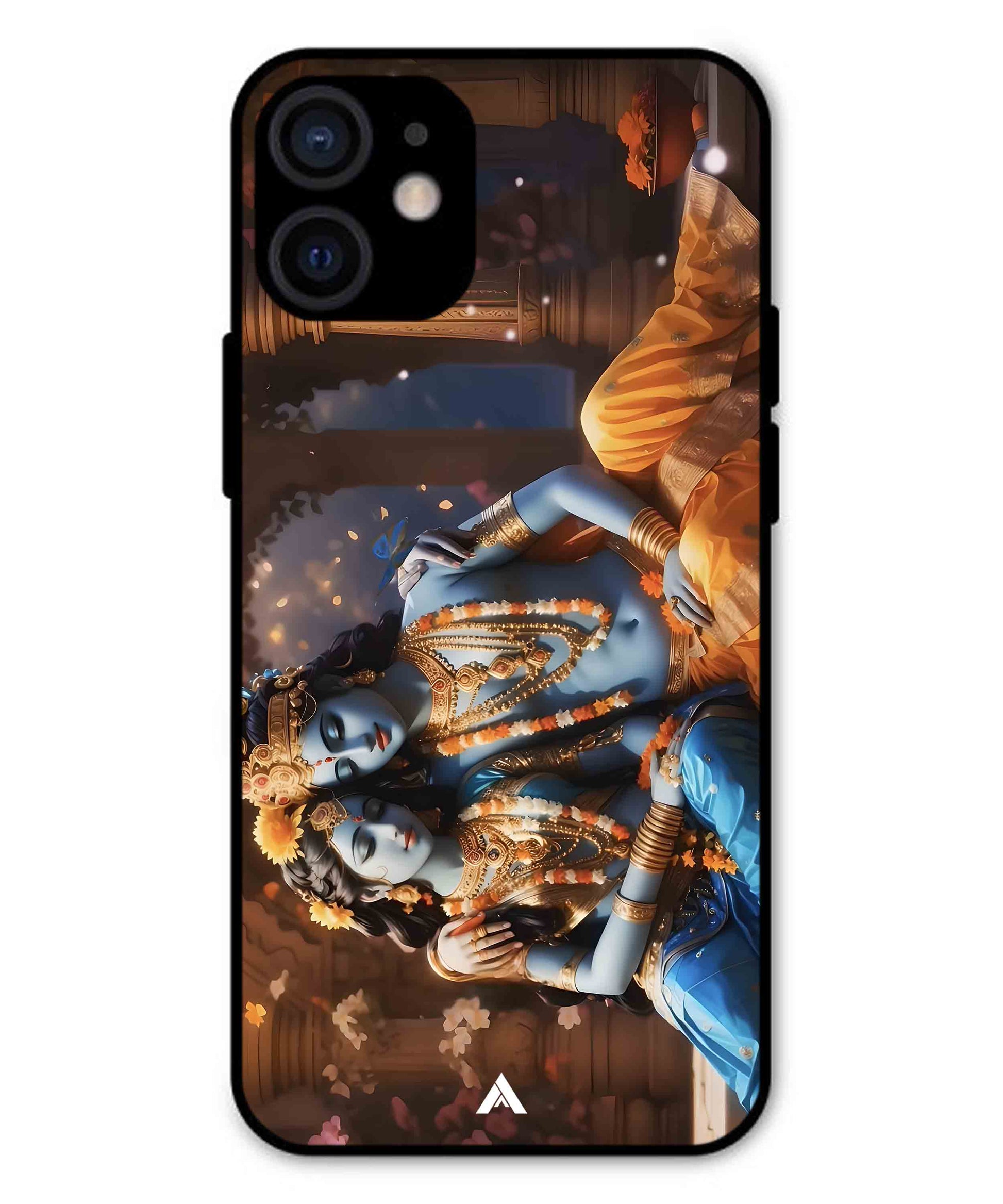 Krishna Radha Metal Back Cover Phone Case for iPhone 13 Mini