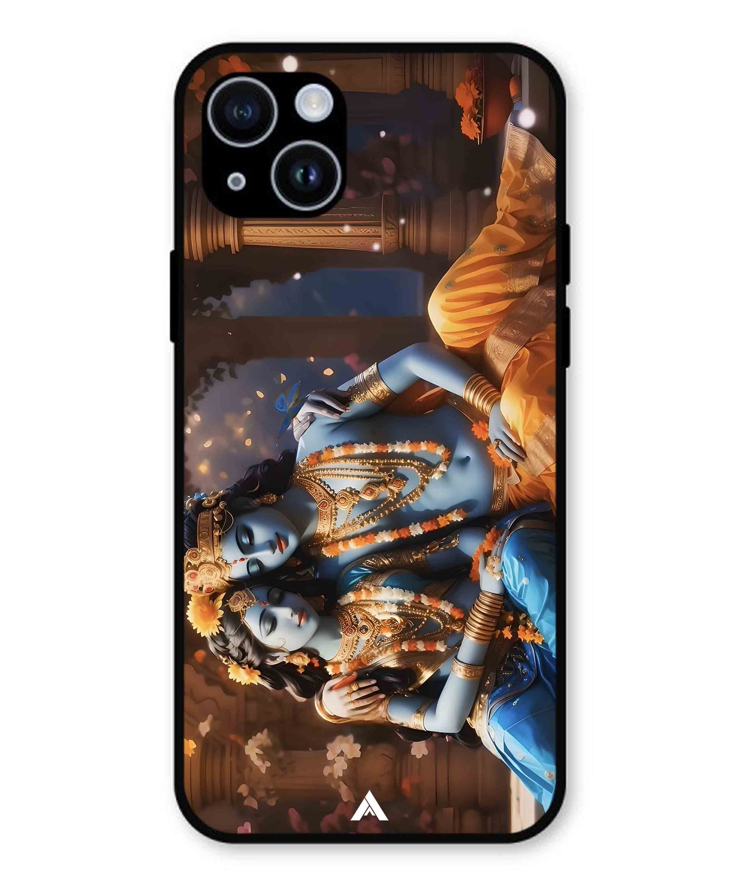 Krishna Radha Metal Back Cover Phone Case for iPhone 14