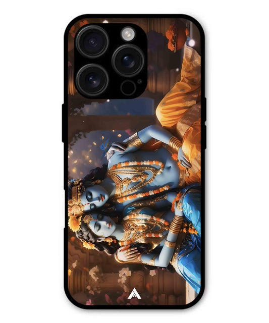Krishna Radha Metal Back Cover Phone Case for iPhone 14 Pro
