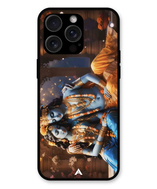 Krishna Radha Metal Back Cover Phone Case for iPhone 14 Pro Max