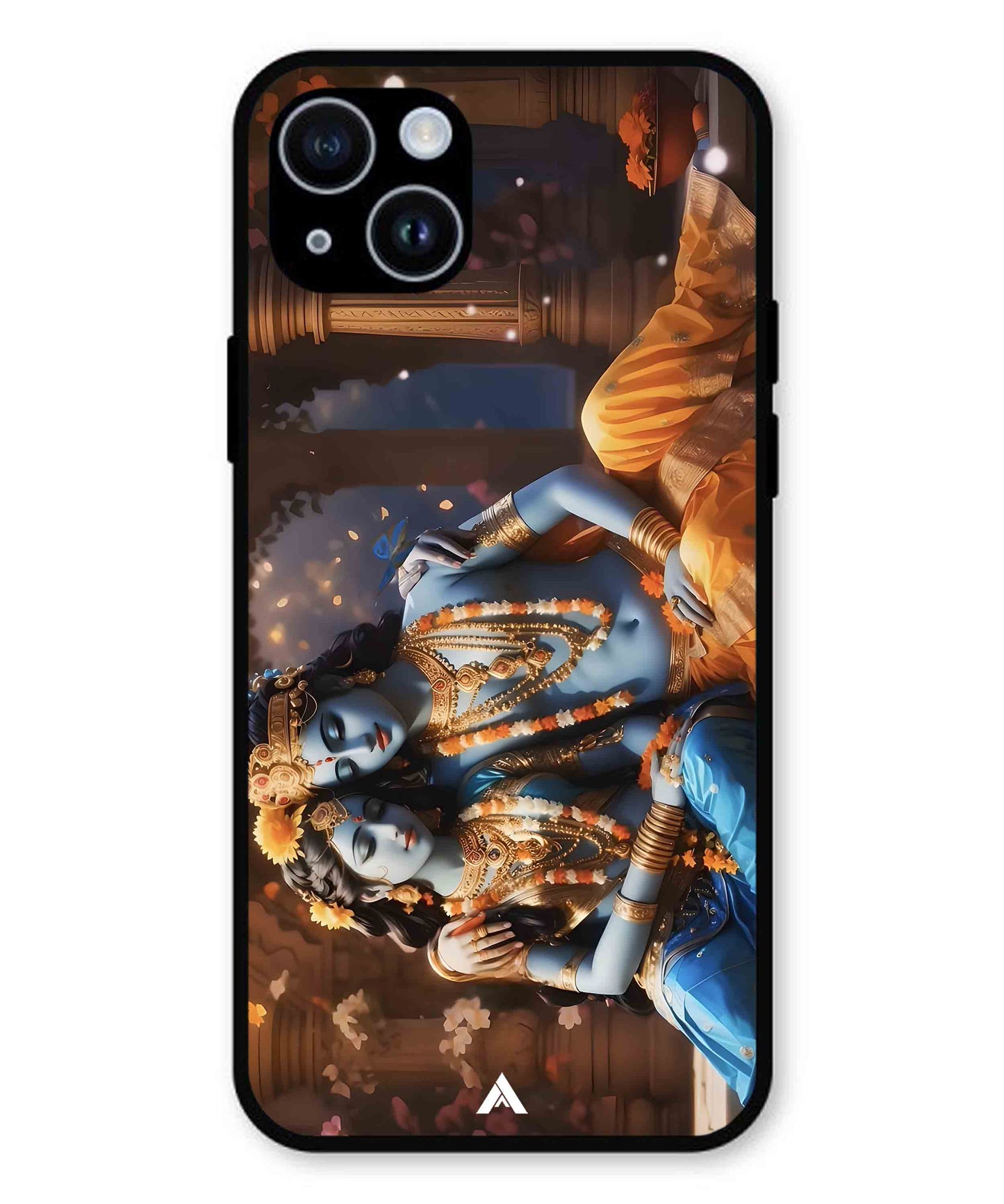 Krishna Radha Metal Back Cover Phone Case for iPhone 15 Plus