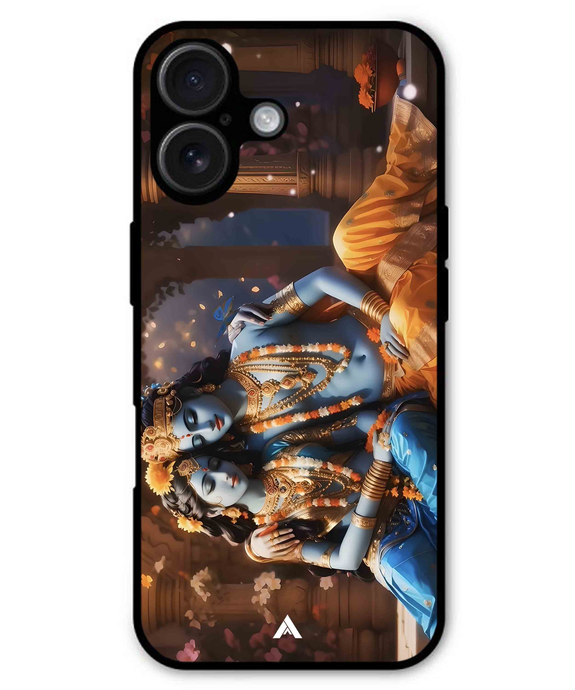 Krishna Radha Metal Back Cover Phone Case for iPhone 16