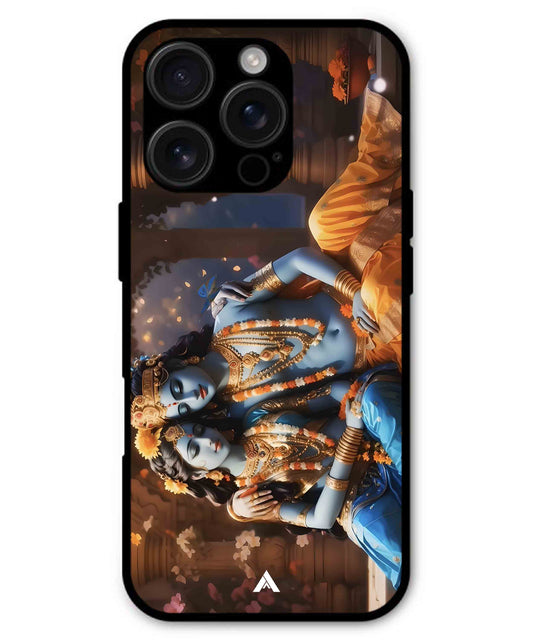 Krishna Radha Metal Back Cover Phone Case for iPhone 16 ProMax