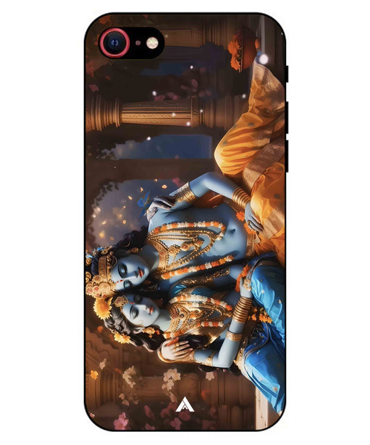 Krishna Radha Metal Back Cover Phone Case for iPhone 8