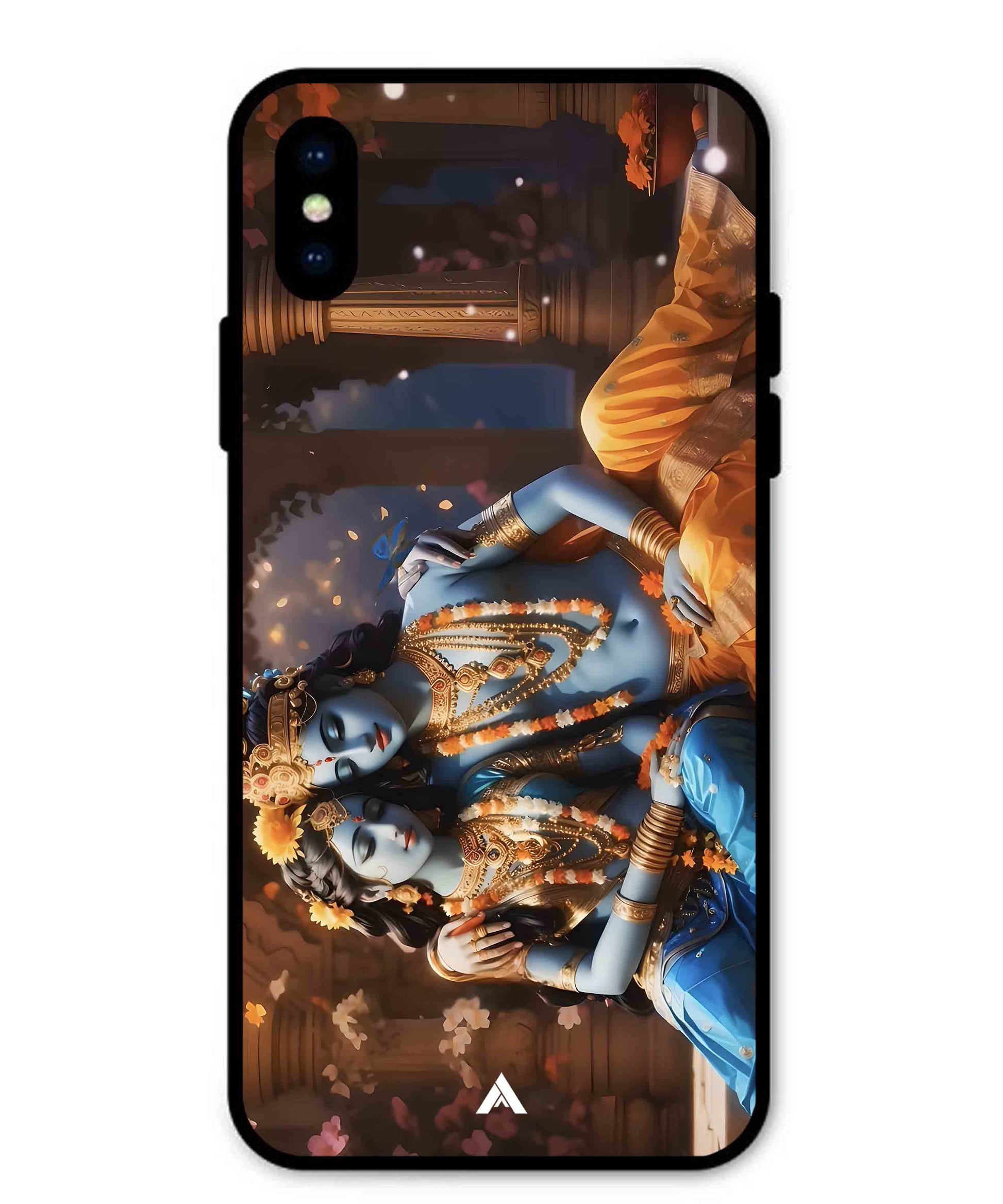 Krishna Radha Metal Back Cover Phone Case for iPhone X