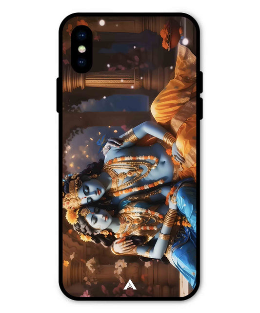 Krishna Radha Metal Back Cover Phone Case for iPhone Xs