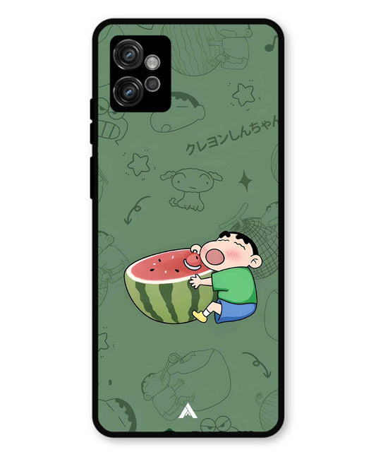 Melon Shinchan Metal Back Cover Phone Case for Moto G32