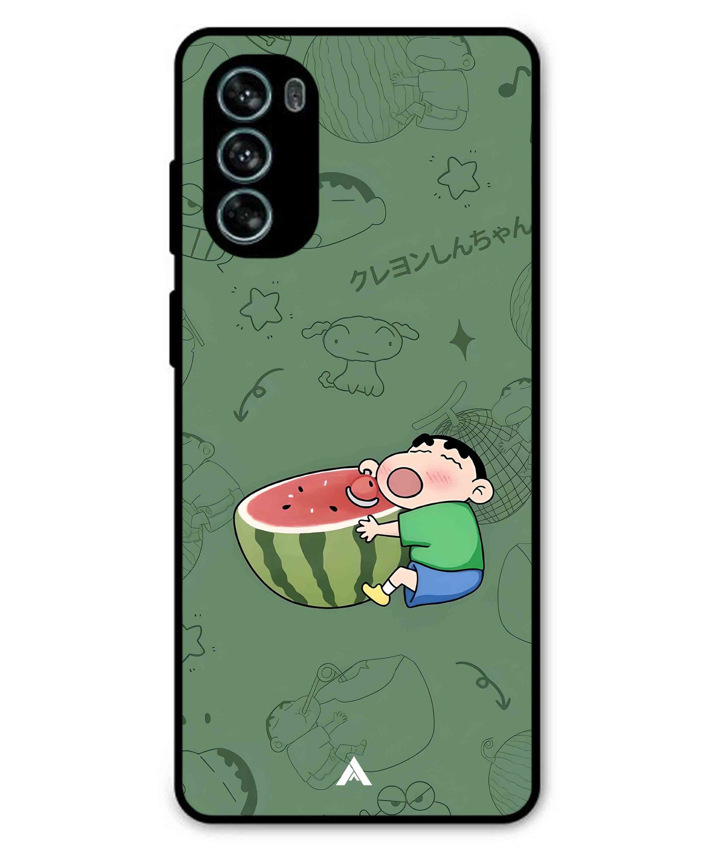 Melon Shinchan Metal Back Cover Phone Case for Moto G62