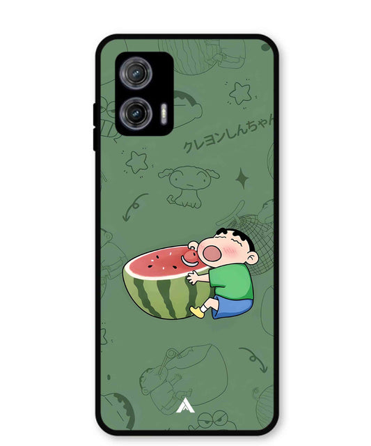 Melon Shinchan Metal Back Cover Phone Case for Moto G73
