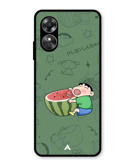 Melon Shinchan Metal Back Cover Phone Case for Oppo A17