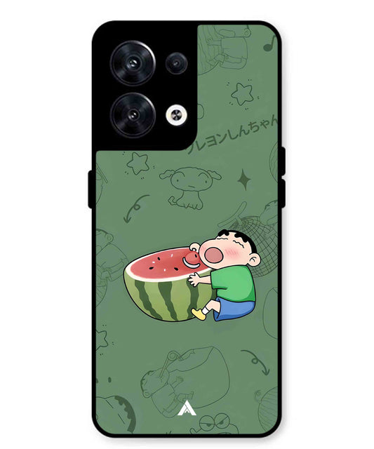 Melon Shinchan Metal Back Cover Phone Case for Oppo Reno 10 Pro