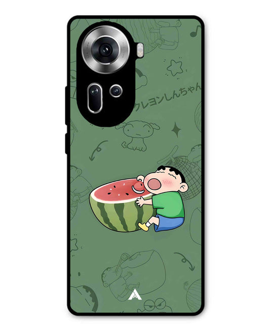 Melon Shinchan Metal Back Cover Phone Case for Oppo Reno 11