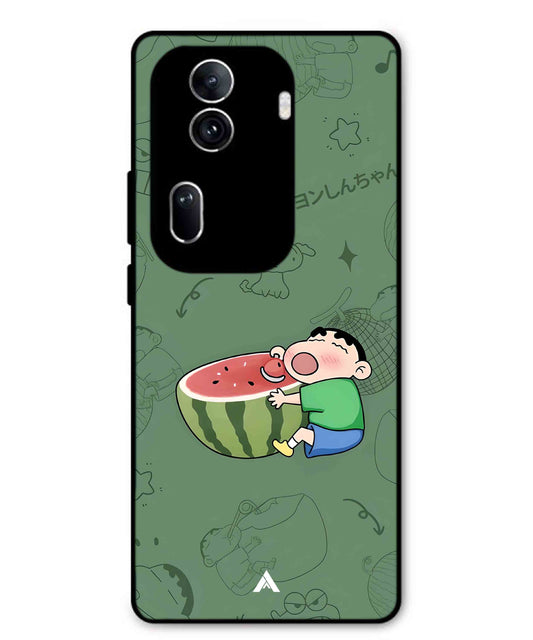Melon Shinchan Metal Back Cover Phone Case for Oppo Reno 11 Pro