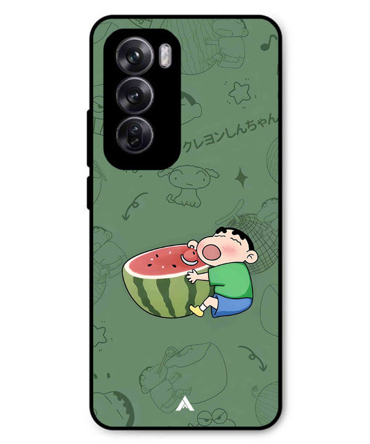 Melon Shinchan Metal Back Cover Phone Case for Oppo Reno 12 Pro