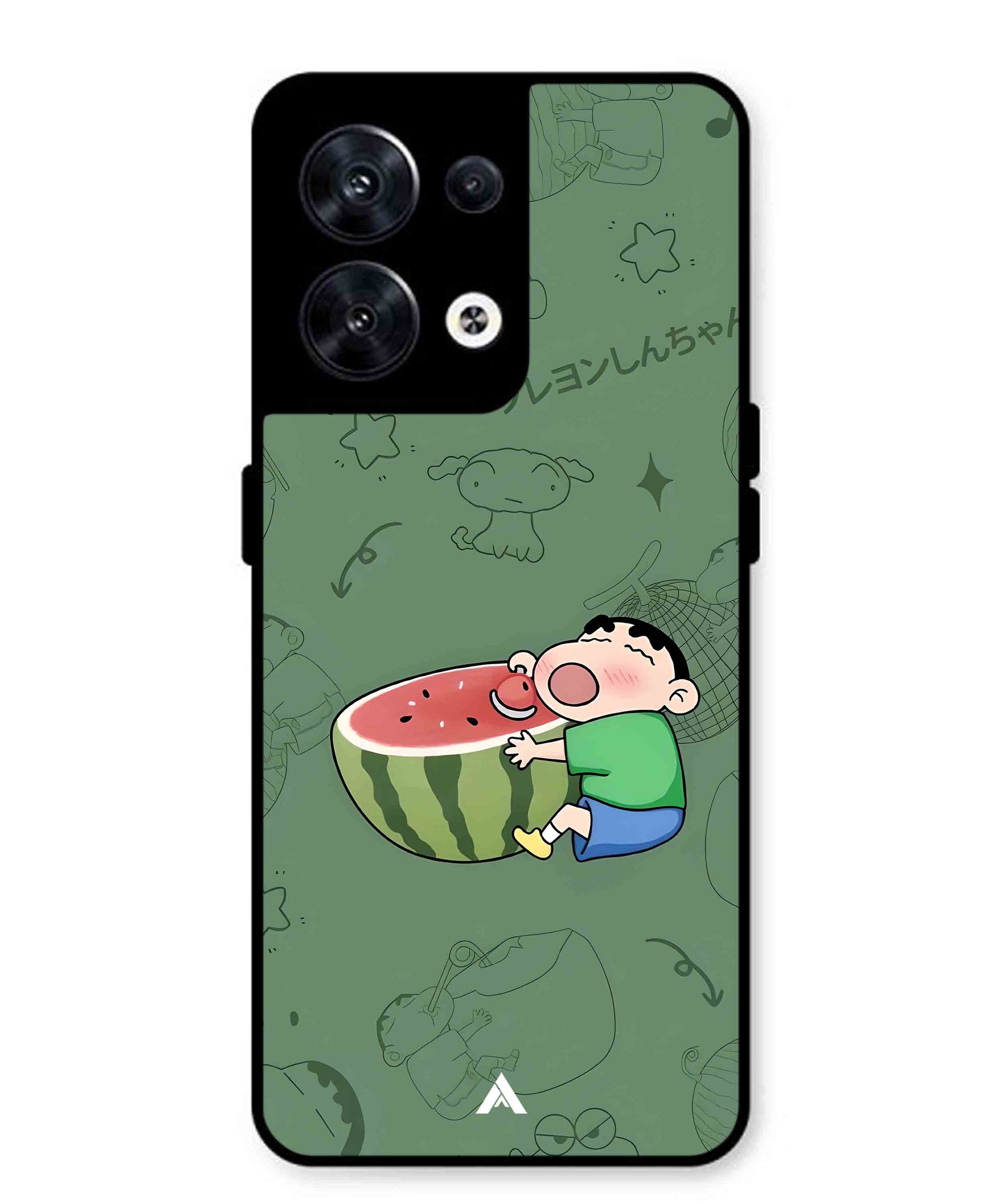 Melon Shinchan Metal Back Cover Phone Case for Oppo Reno 8