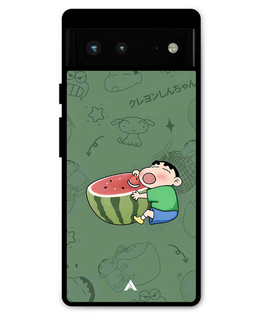 Melon Shinchan Metal Back Cover Phone Case for Pixel 6A