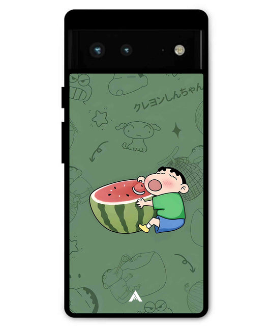 Melon Shinchan Metal Back Cover Phone Case for Pixel 6 Pro