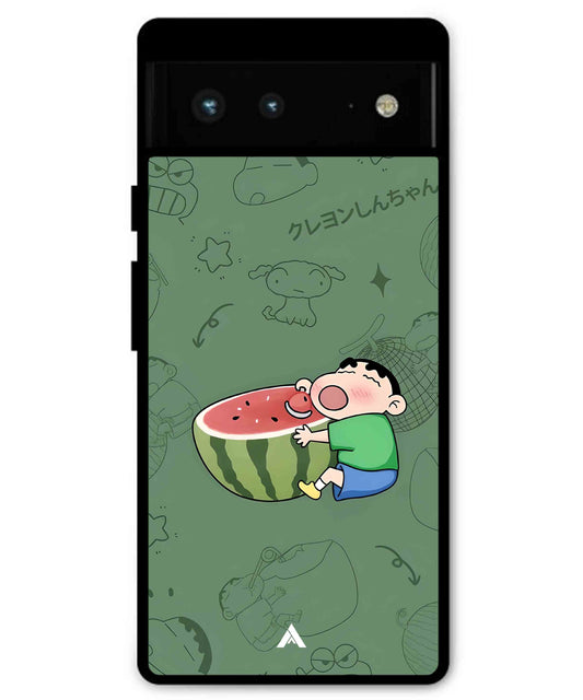 Melon Shinchan Metal Back Cover Phone Case for Pixel 7 Pro